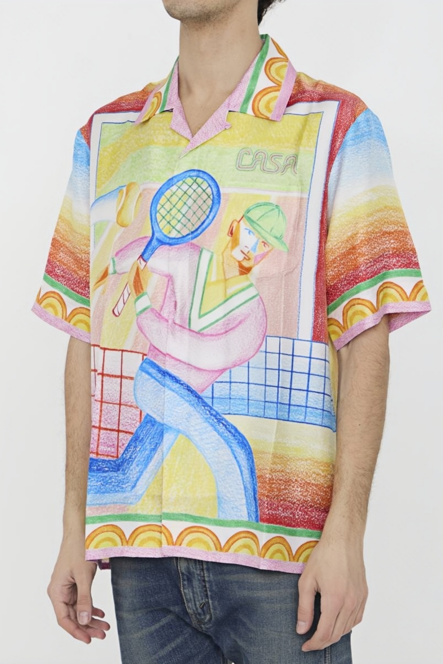 Adam yellow colorful print short-sleeve shirt