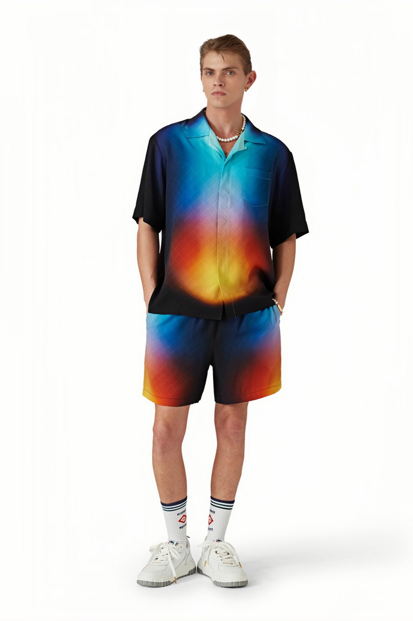 Mike black rainbow gradient short-sleeve shirt