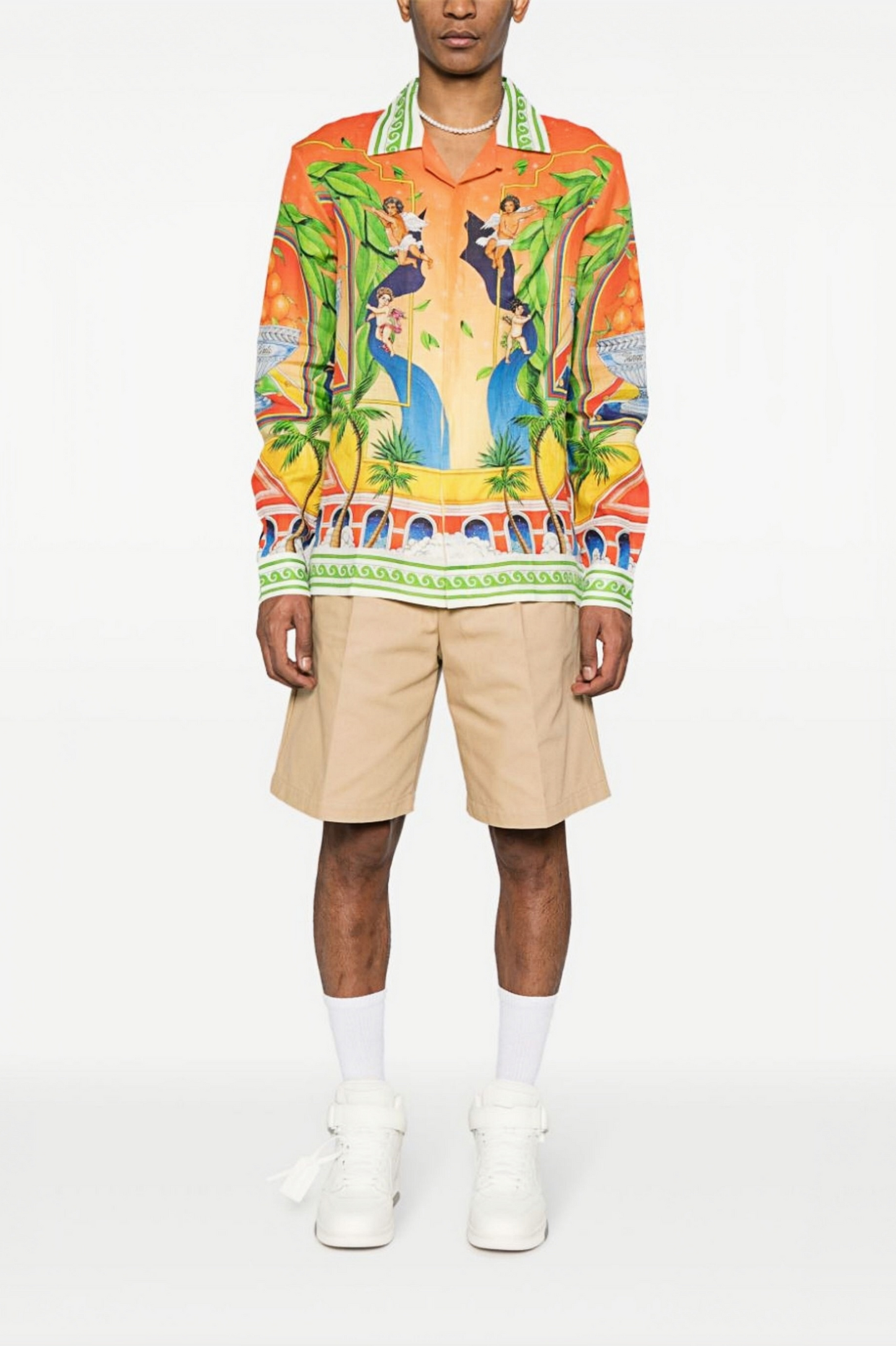 Isaiah orange tropical adventure long-sleeve shirt