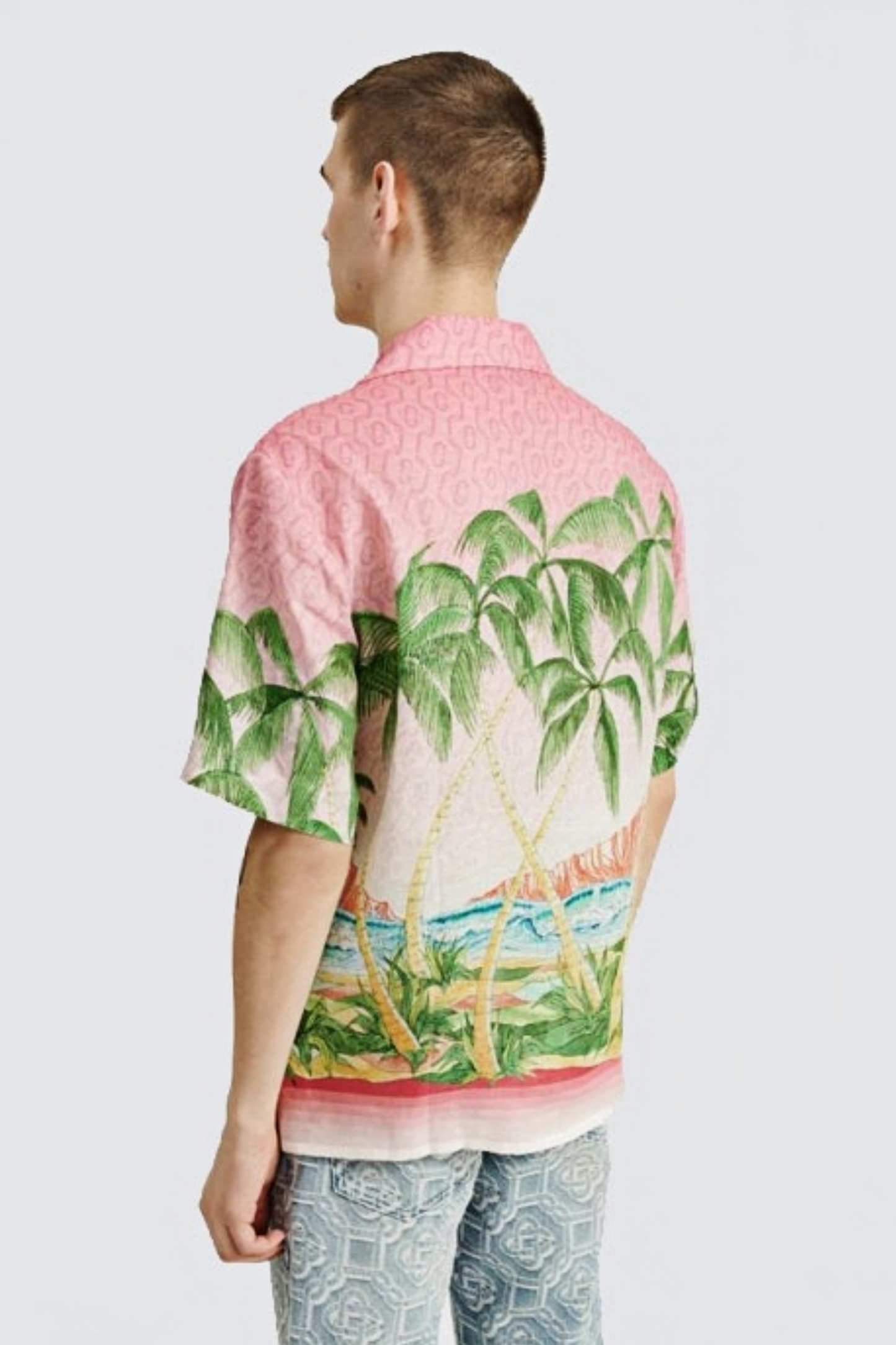 Alexandre pink tropical beach short-sleeve shirt