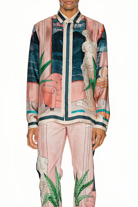 Alphonse pink artistic print long-sleeve shirt