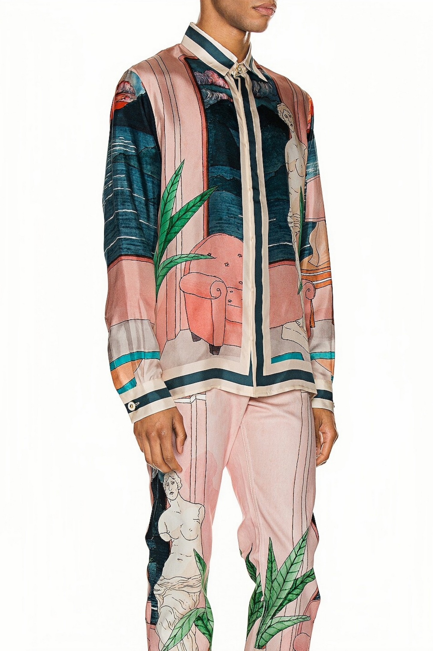 Alphonse pink artistic print long-sleeve shirt