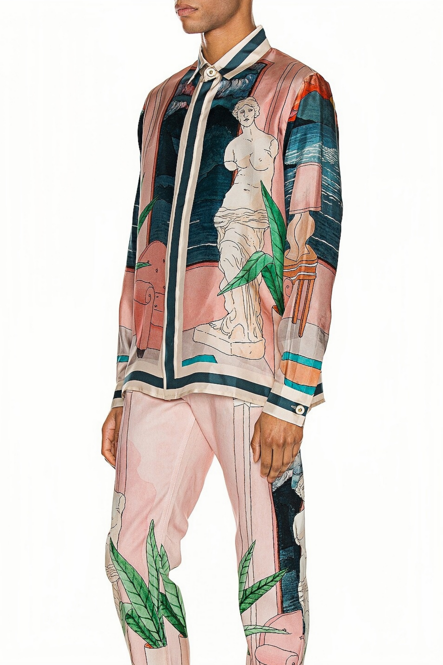 Alphonse pink artistic print long-sleeve shirt