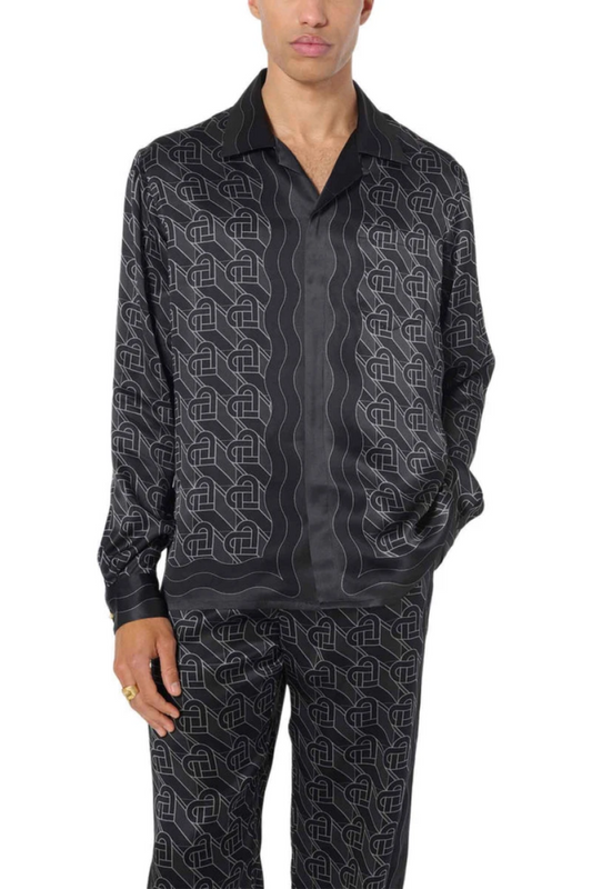 Roger black monogrammed long-sleeve shirt