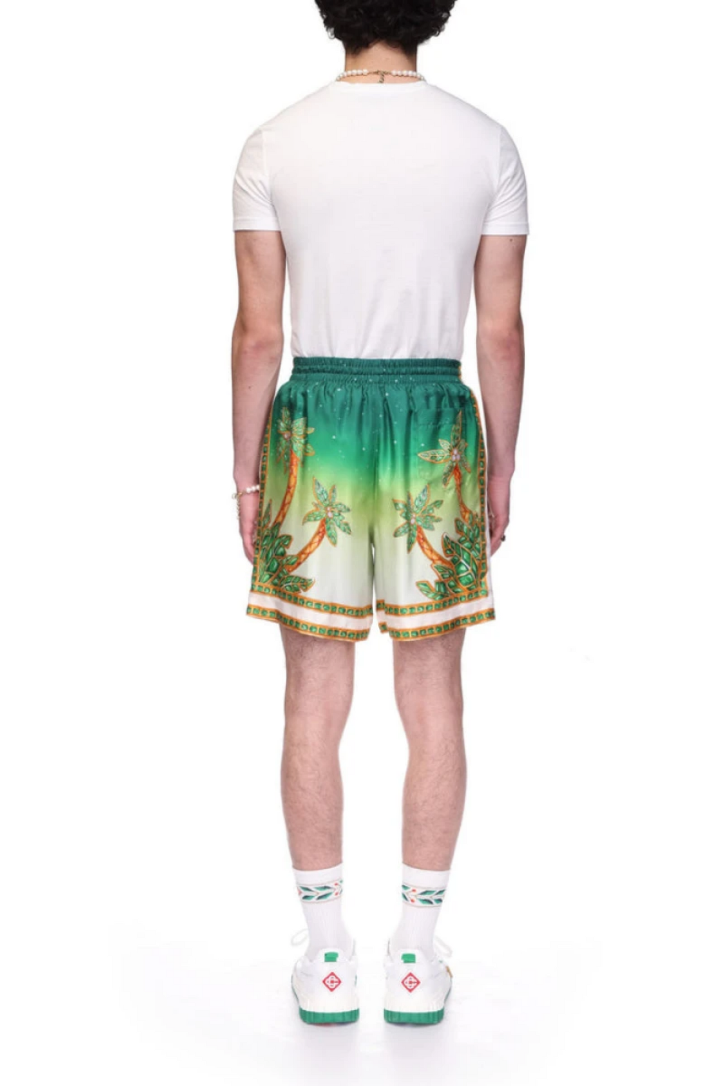 Nick green coconut tree print drawstring short