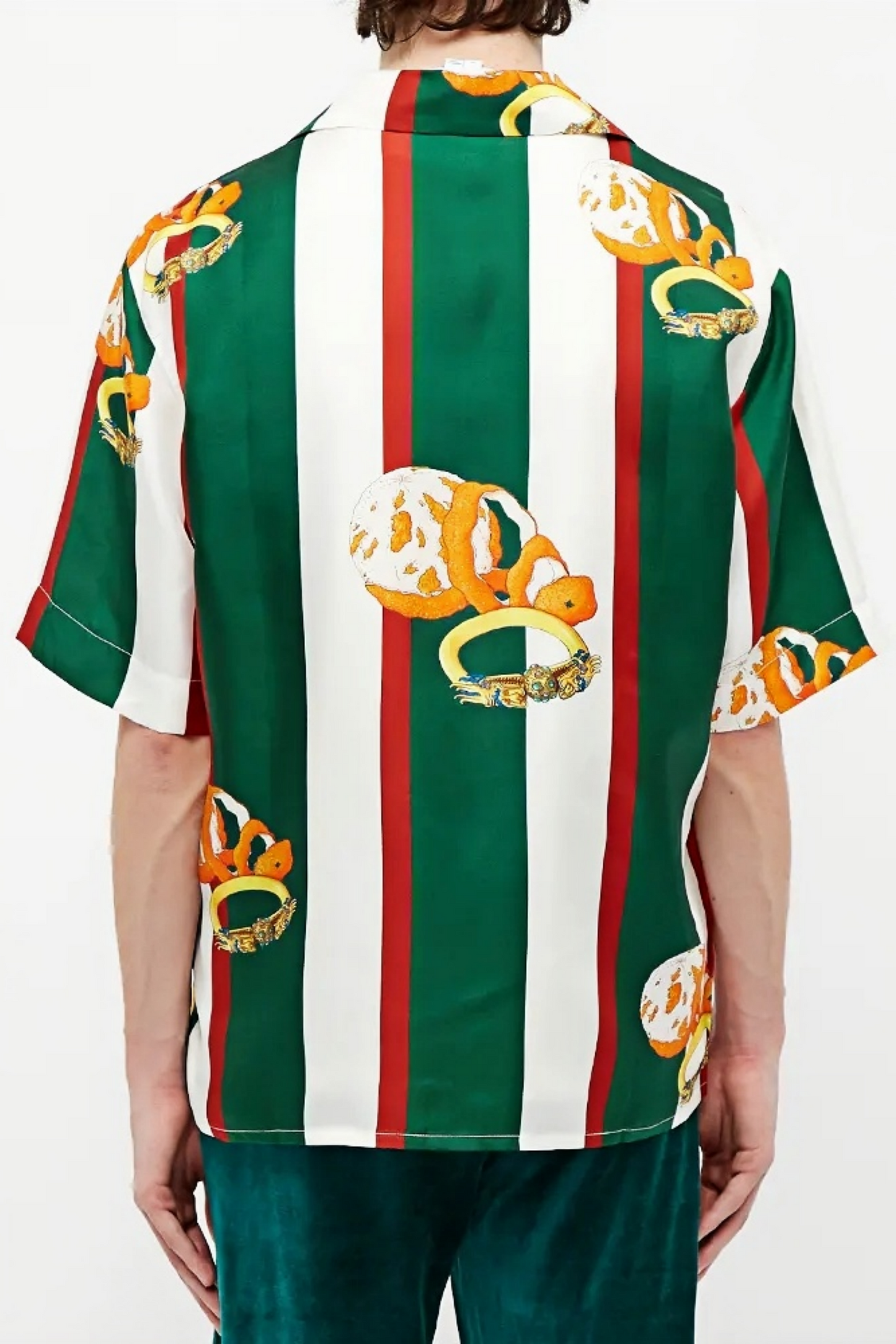 Abel green striped snake short-sleeve shirt