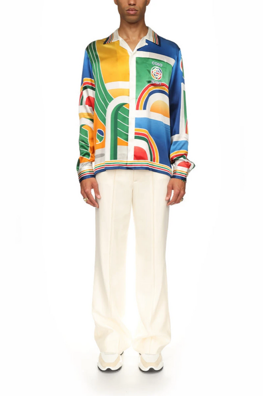 Guillaume green multicolor striped long-sleeve shirt
