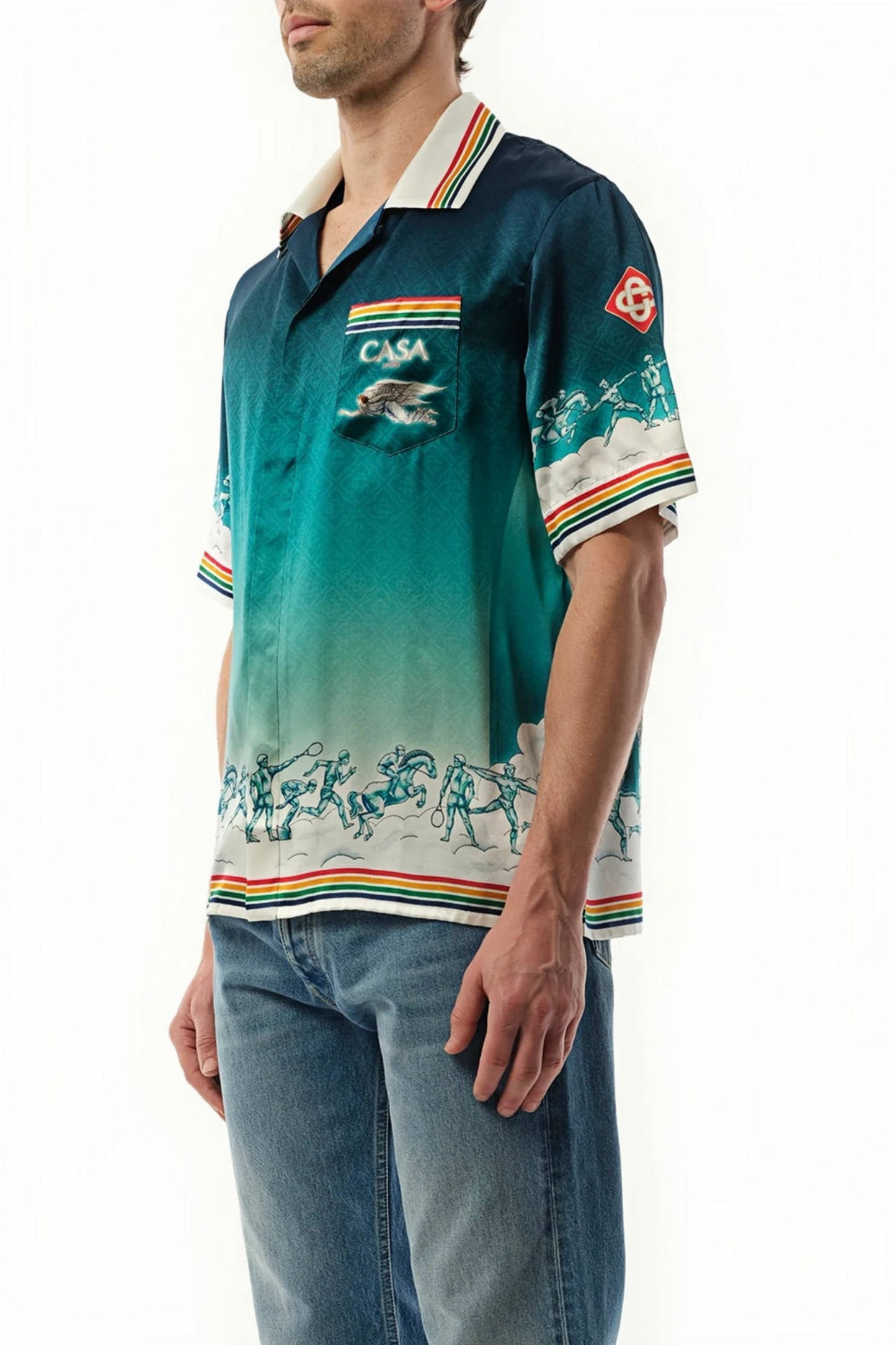 Michael green gradient print short-sleeve shirt