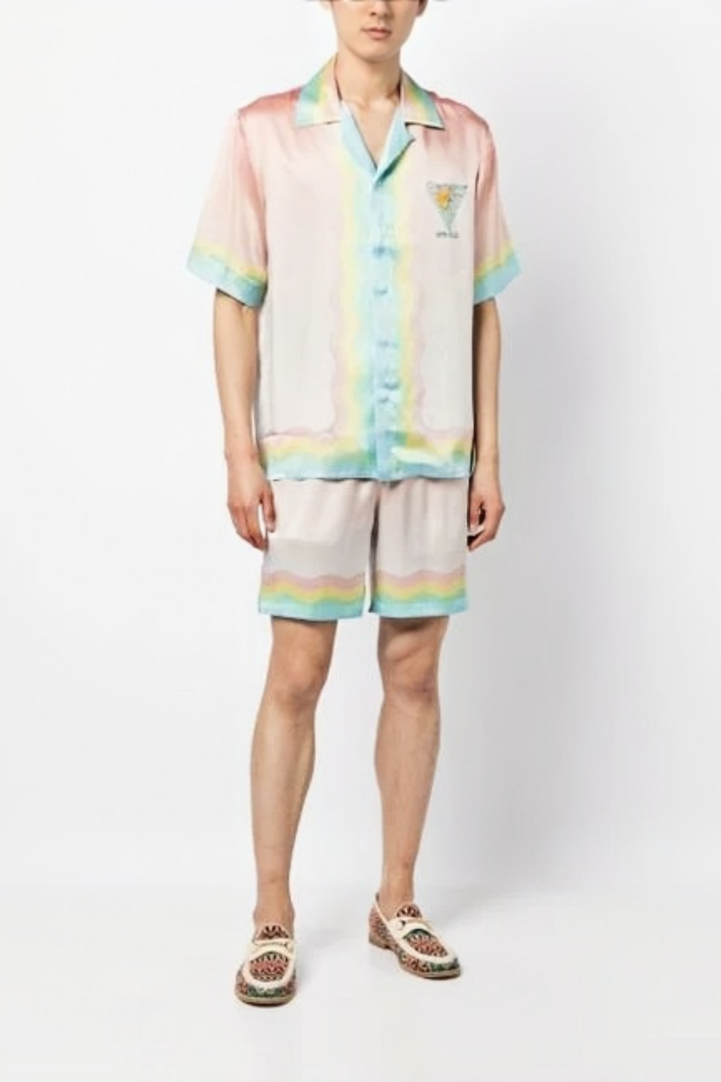 Étienne pink pastel gradient mermaid print short-sleeve shirt