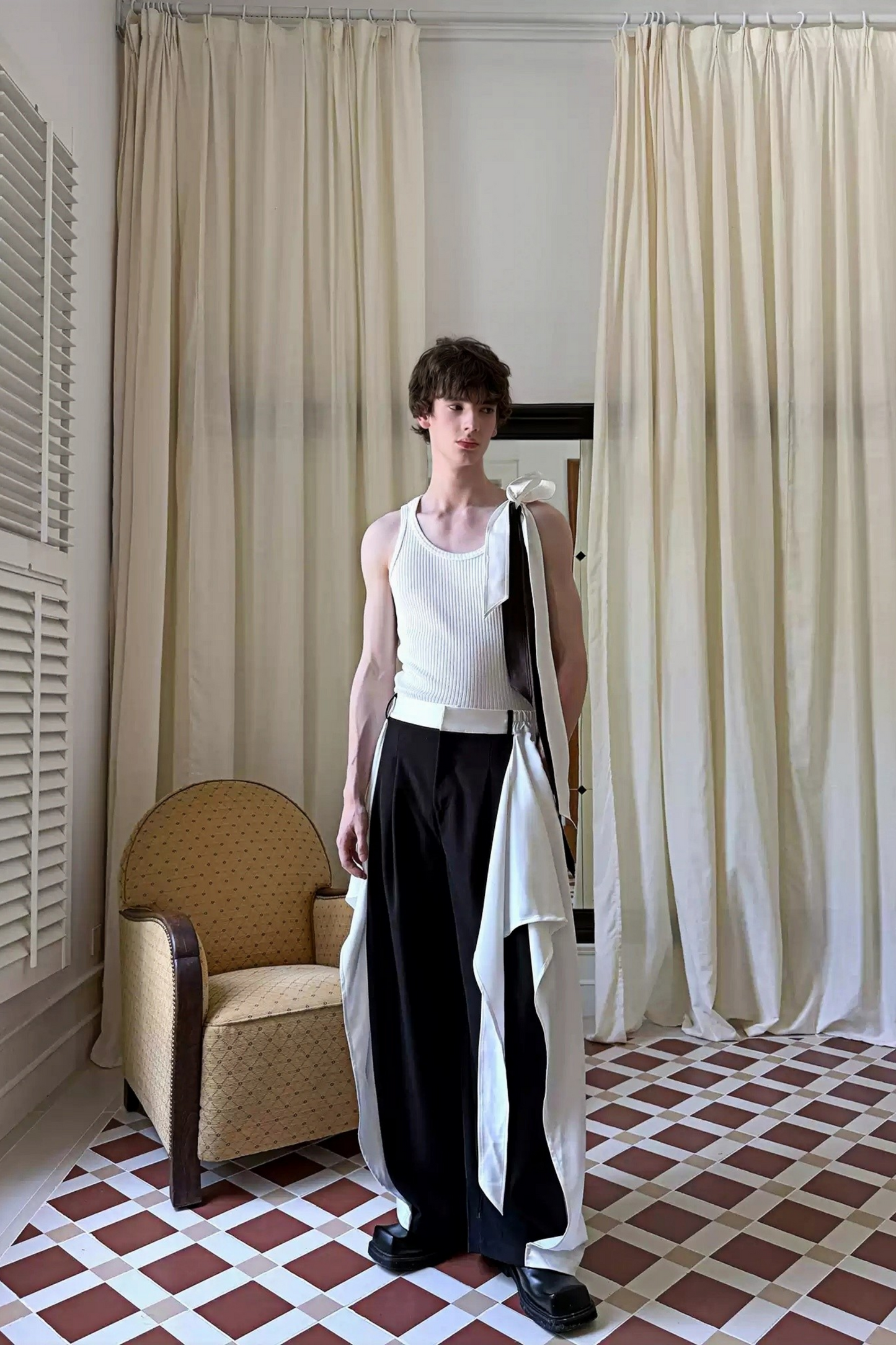 Félix Black&White Ribbon Design Trousers