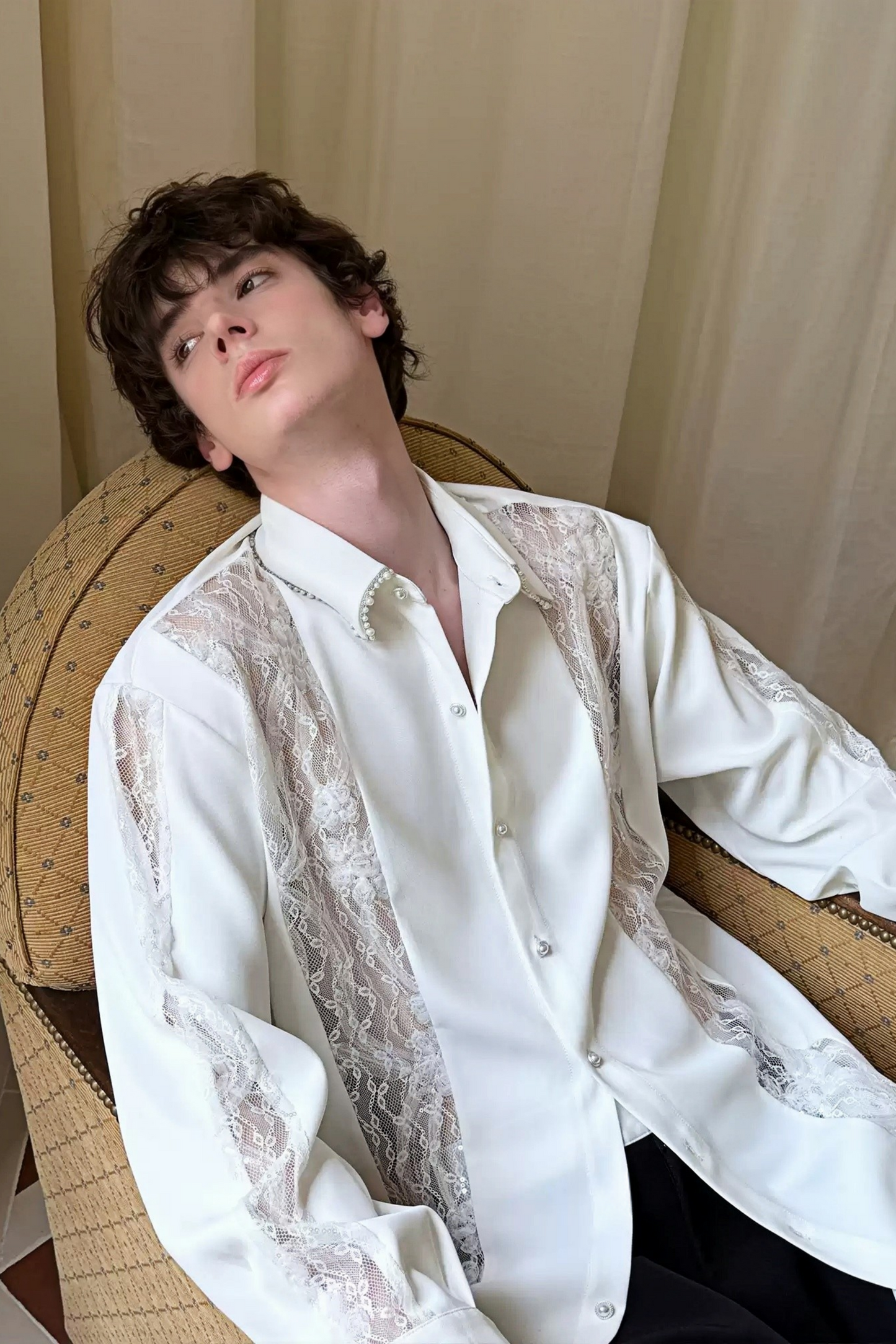 Noah White Floral Semi-sheer Shirt