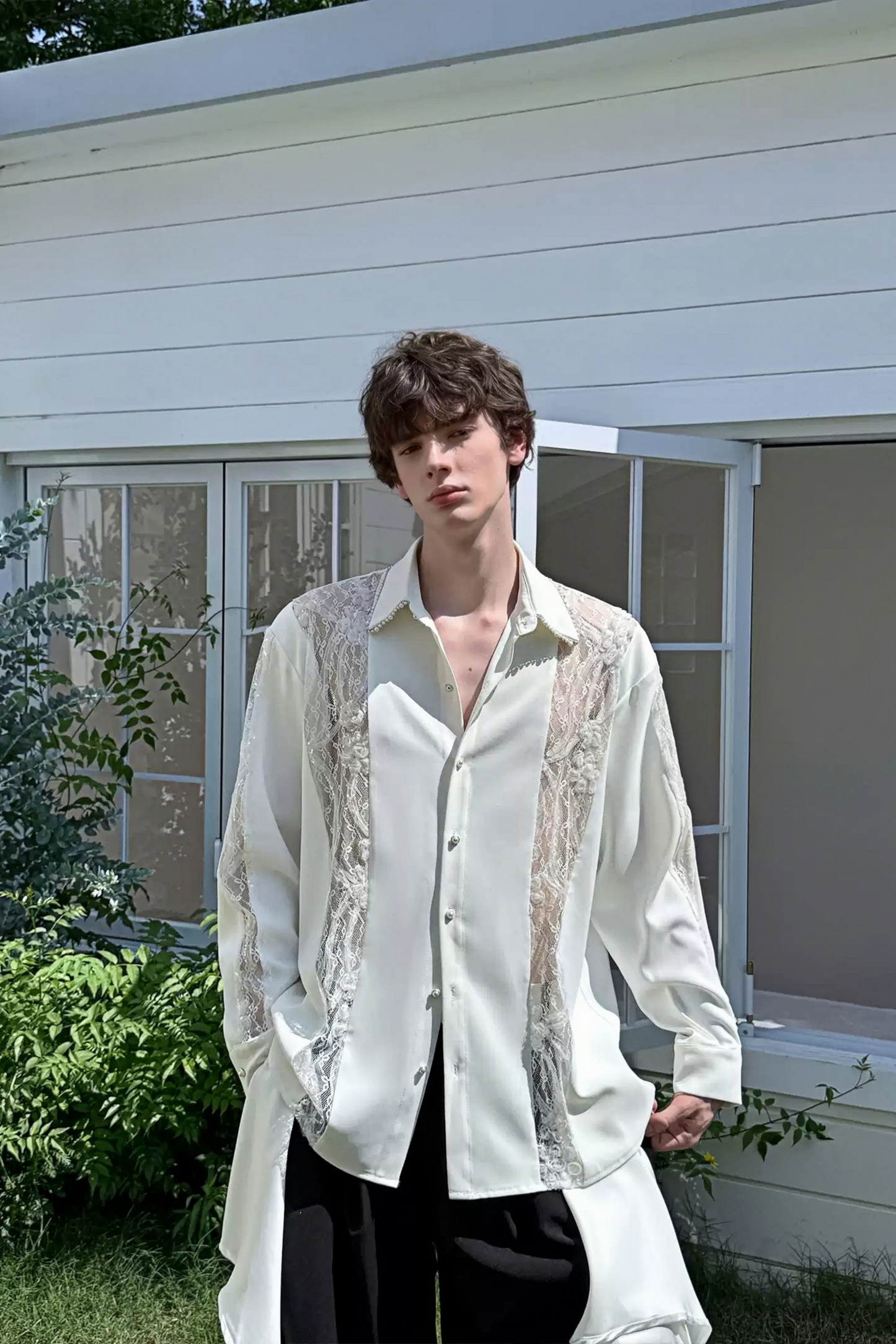 Noah White Floral Semi-sheer Shirt