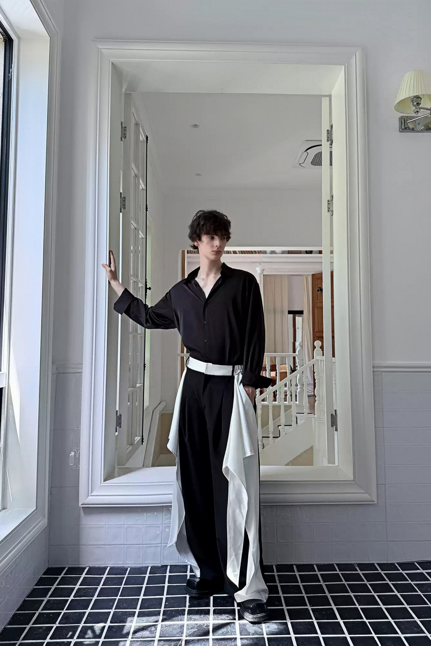 Félix Black&White Ribbon Design Trousers