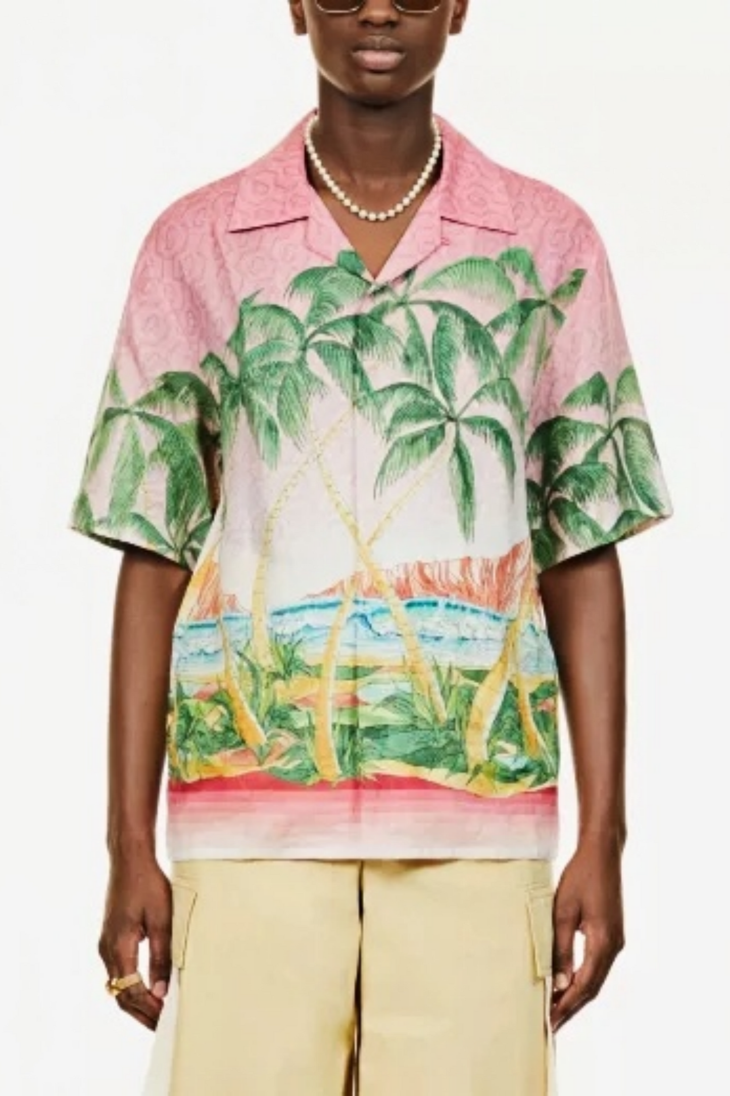 Alexandre pink tropical beach short-sleeve shirt
