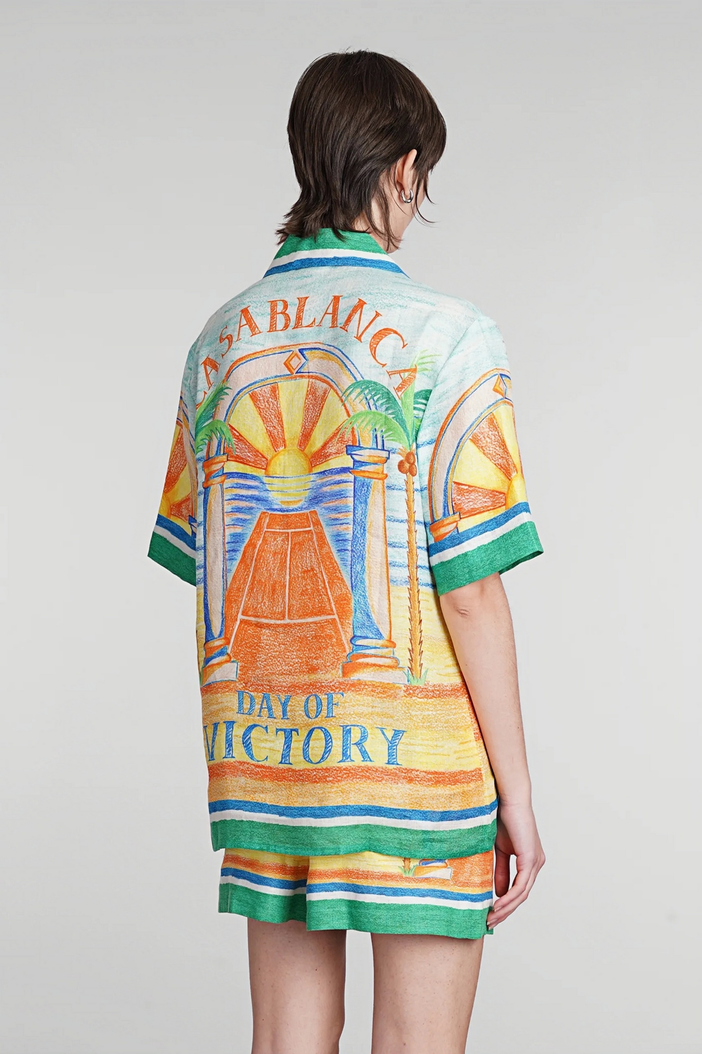 Christopher green tropical print short-sleeve shirt