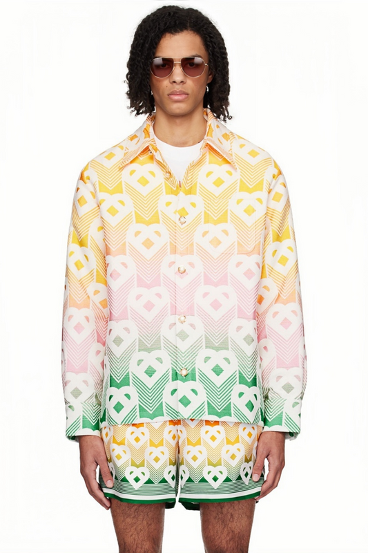 Alexander yellow geometric long-sleeve shirt