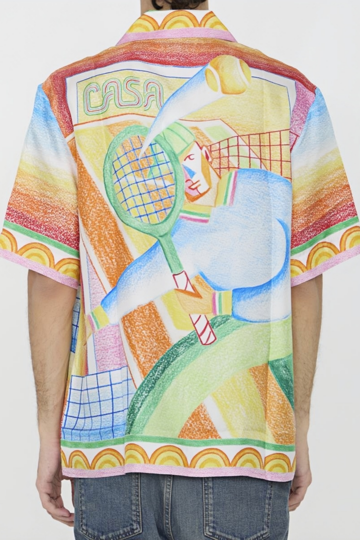 Adam yellow colorful print short-sleeve shirt