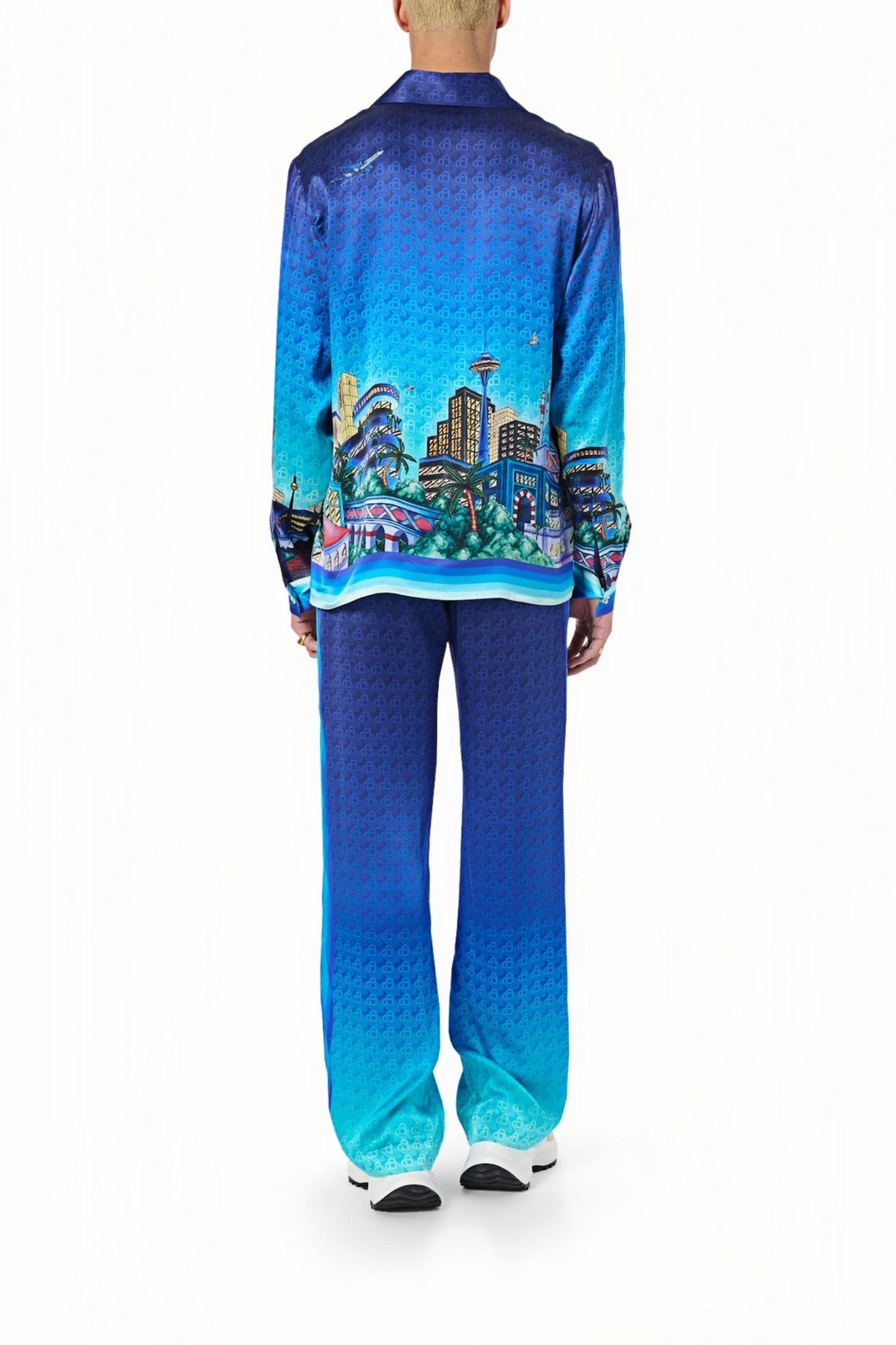 Sebastian blue cityscape long-sleeve shirt