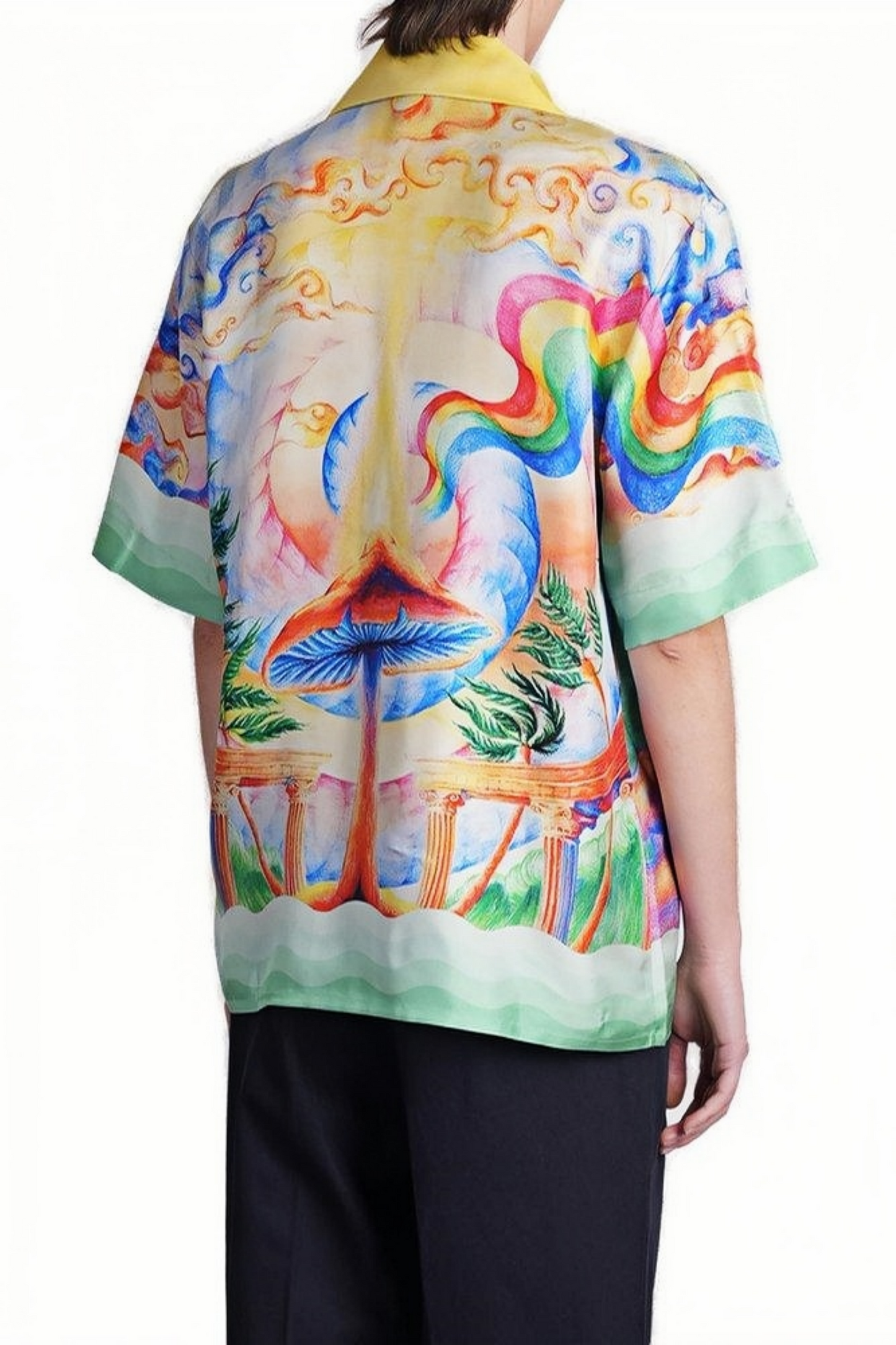 Ethan yellow abstract art print short-sleeve shirt