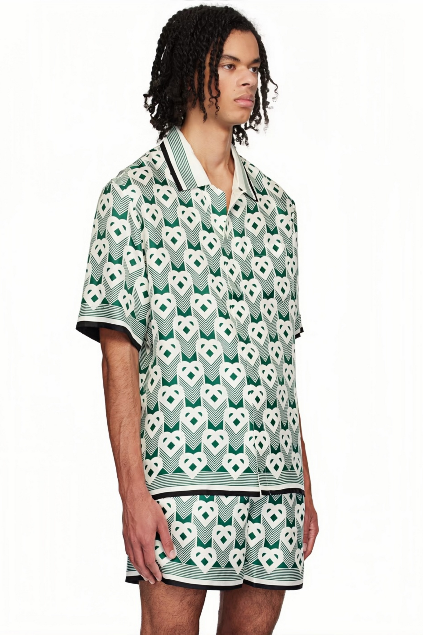 Arthur green geometric print short-sleeve shirt