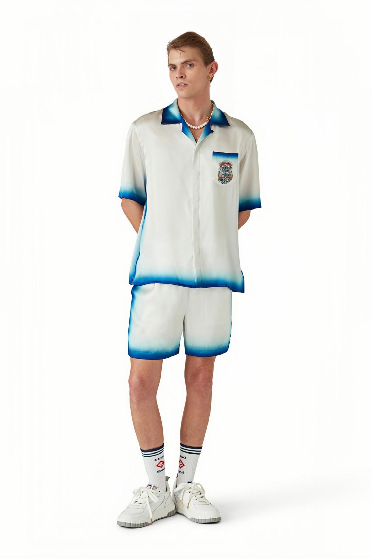 Zach white gradient polo short-sleeve shirt