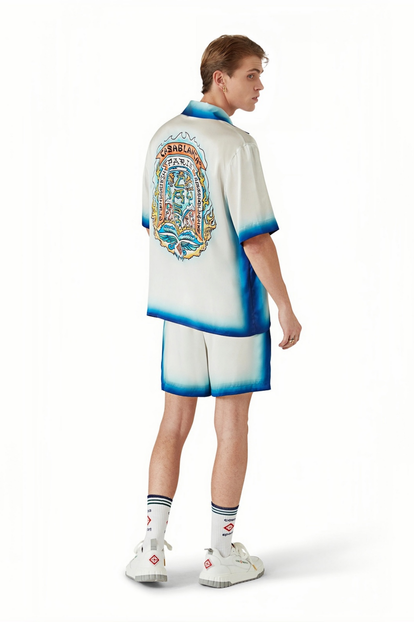 Zach white gradient polo short-sleeve shirt