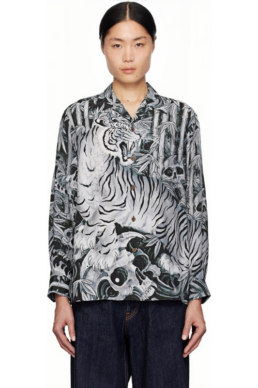 Gérald black tiger print long-sleeve shirt