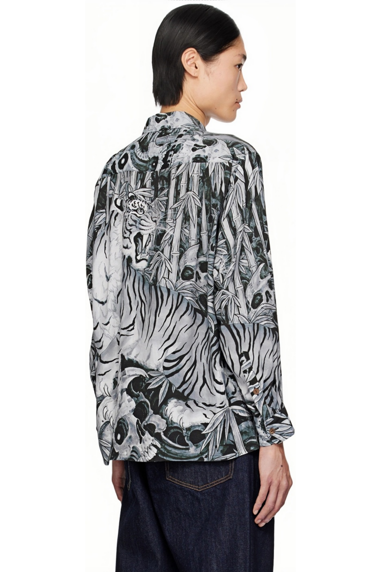 Gérald black tiger print long-sleeve shirt