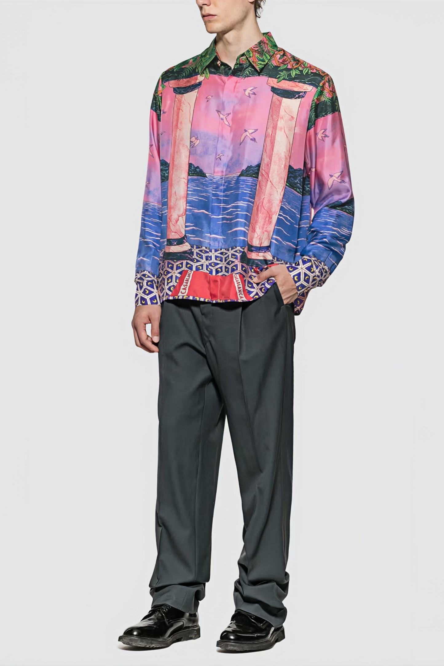 Mathis pink tropical sunset long-sleeve shirt