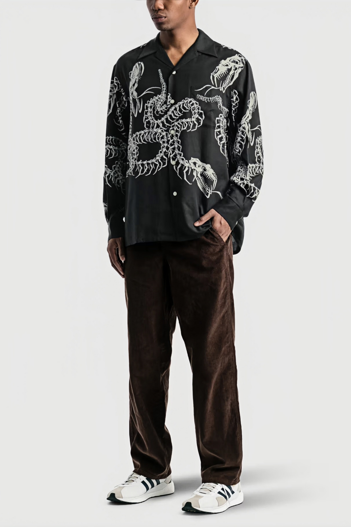 Gildas black skeleton print long-sleeve shirt