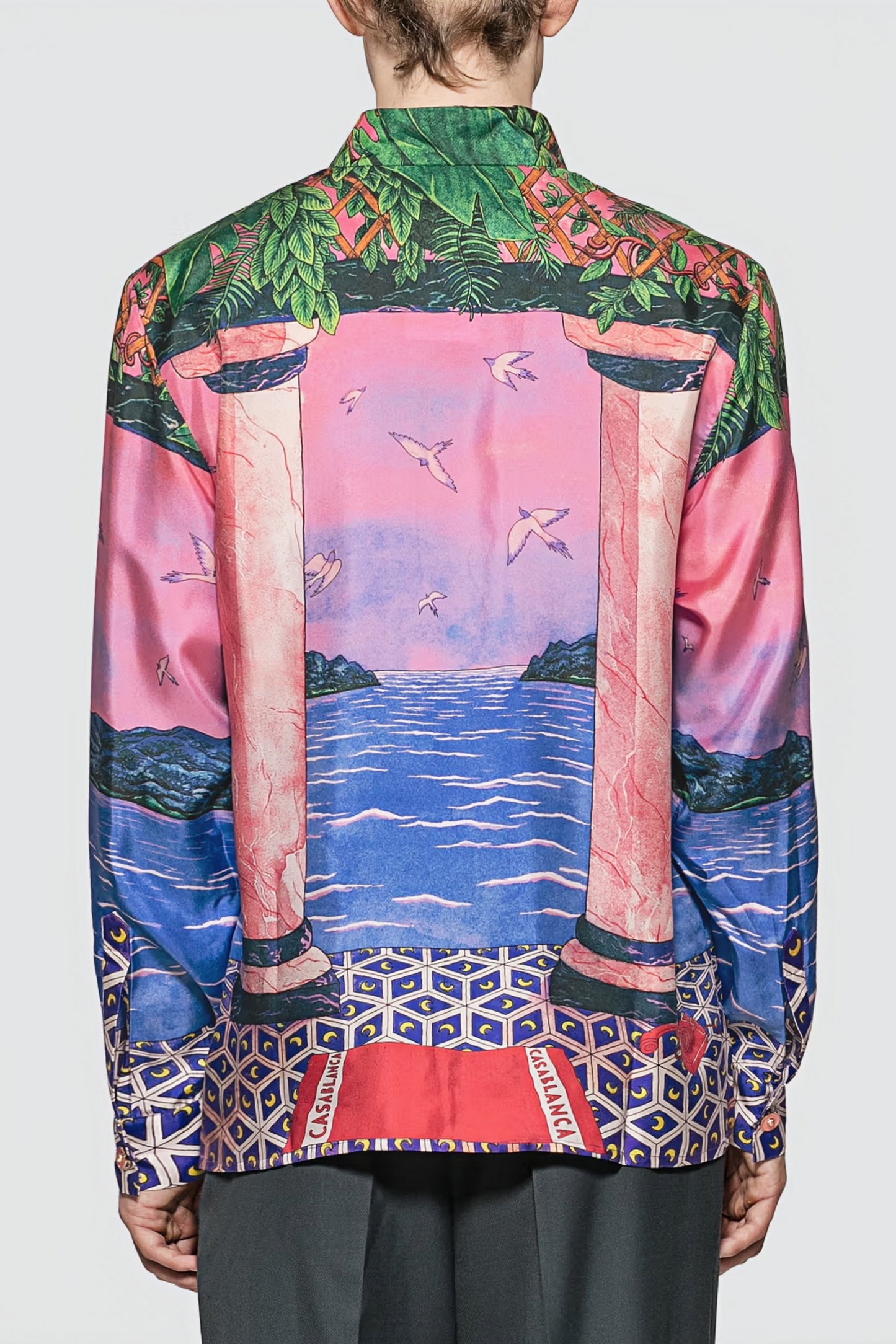 Mathis pink tropical sunset long-sleeve shirt