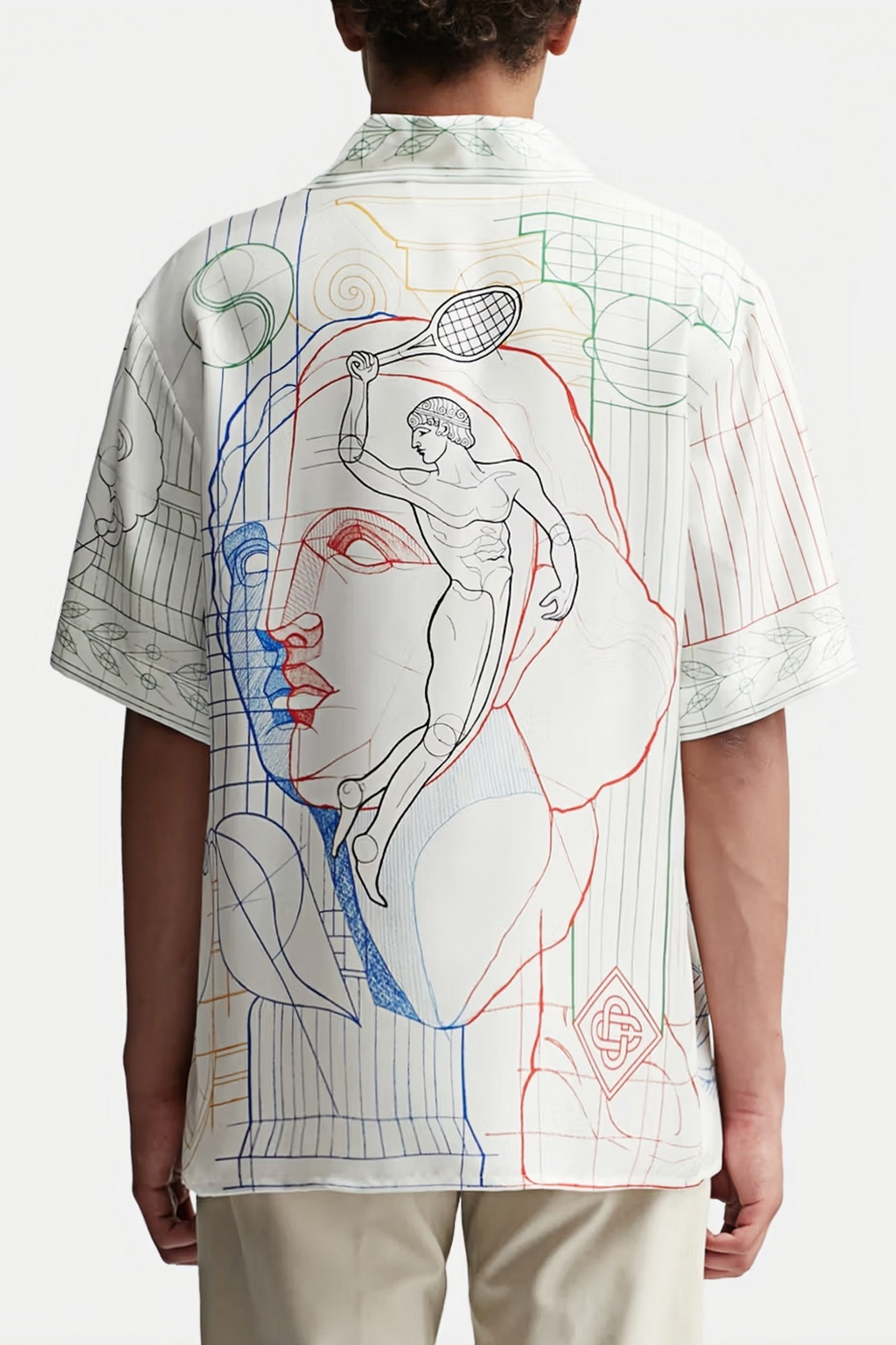 Joshua white abstract sketch print short-sleeve shirt