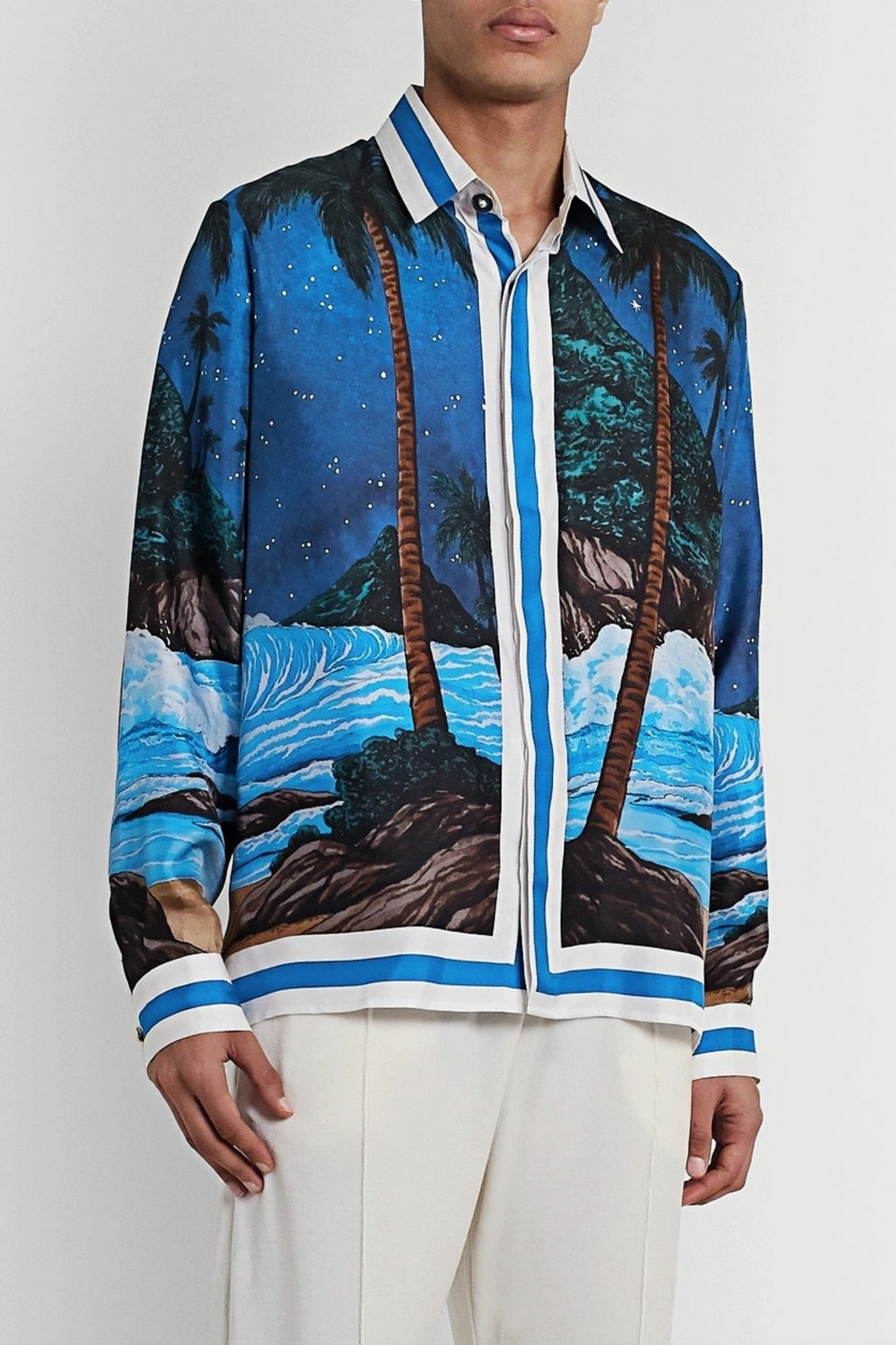 Alain blue ocean night sky long-sleeve shirt