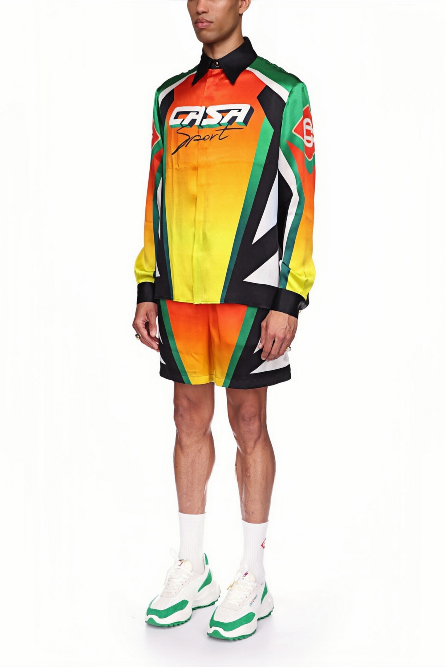 Noah orange racing long-sleeve shirt