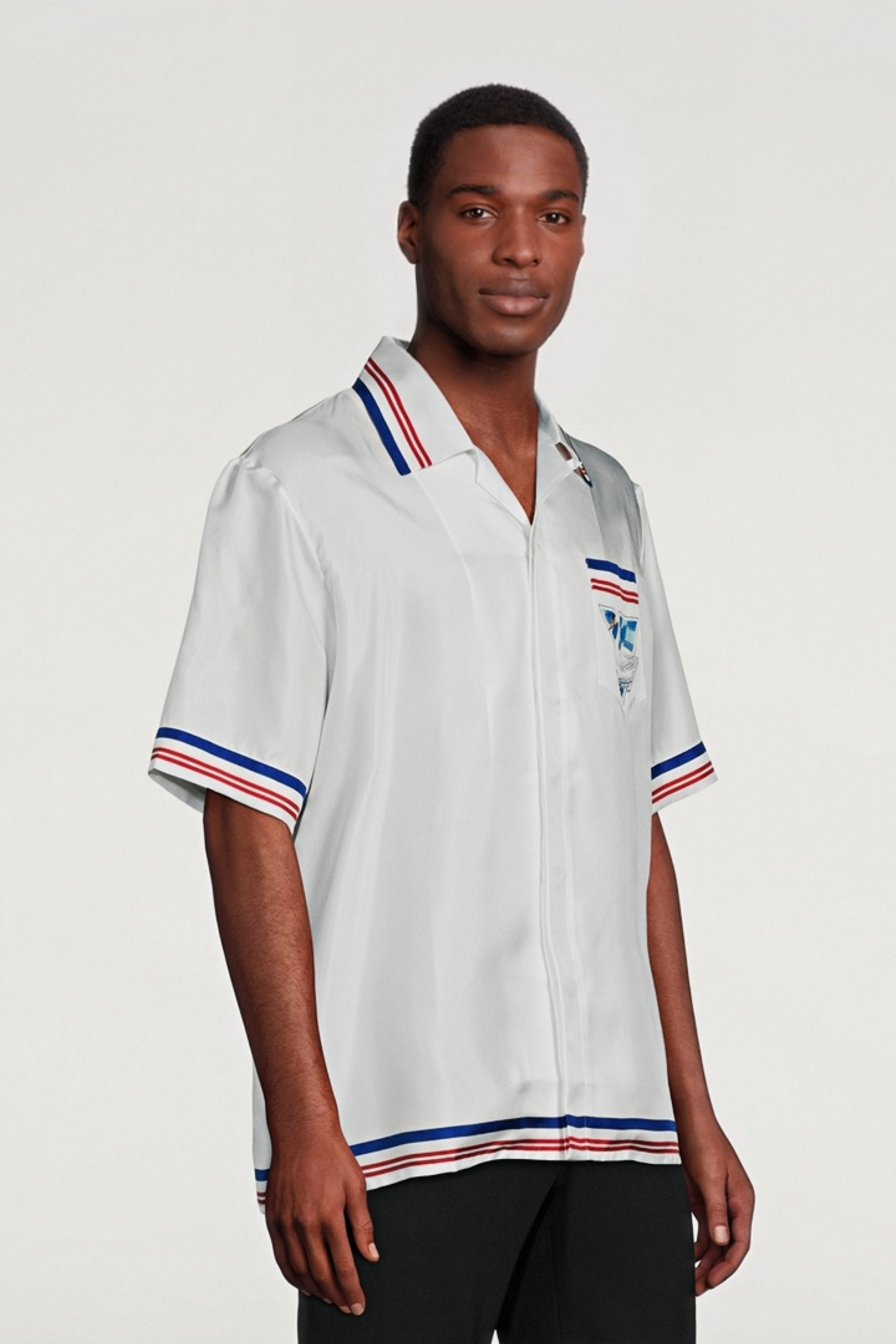 Zacharie white swan print short-sleeve shirt