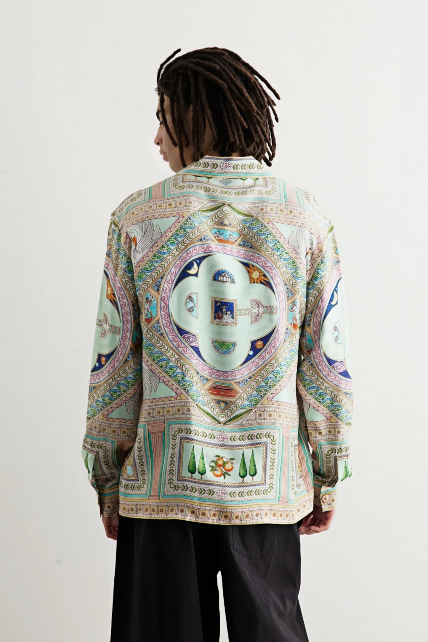 Nolan green mythological print long-sleeve shirt