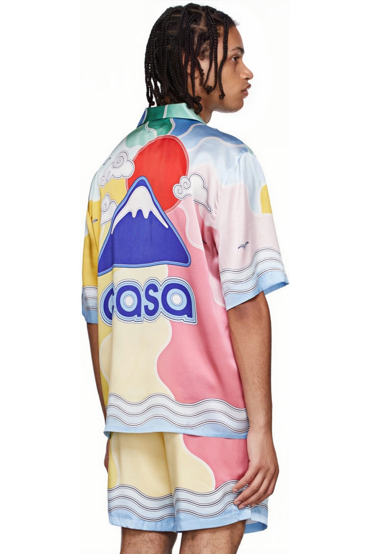 André pink multicolor mountain wave short-sleeve shirt