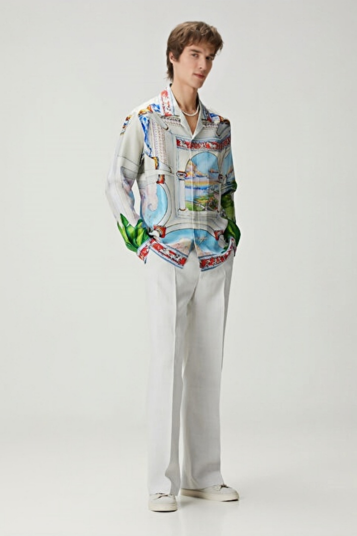George white scenic print long-sleeve shirt