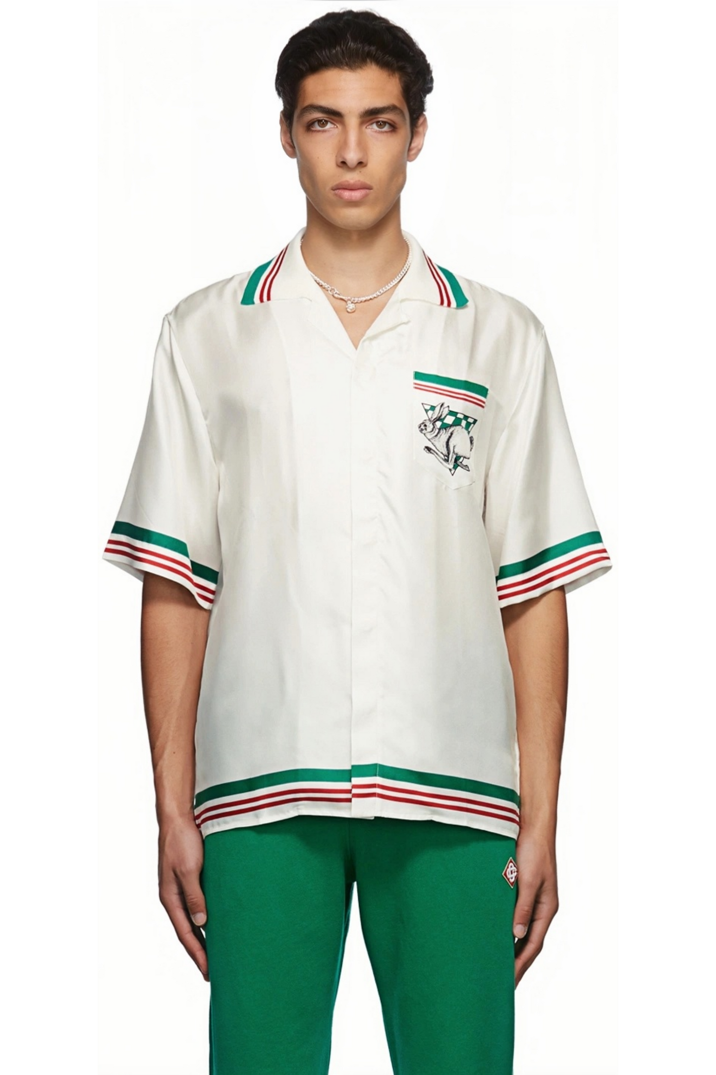 Florian white rabbit check sport short-sleeve shirt